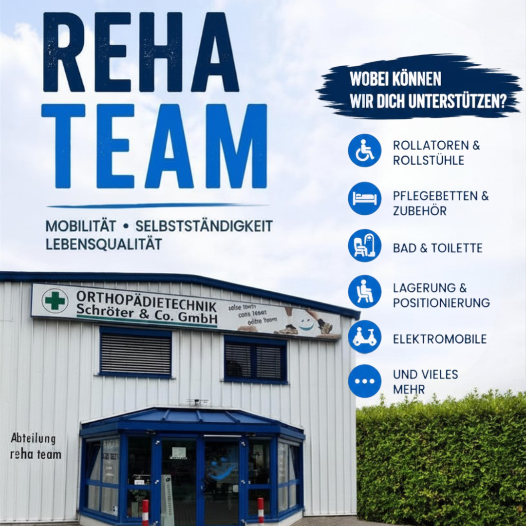 Reha-Team Wittenberg Reha Team für Mobilität und Selbstständigkeit mit verschiedenen Hilfsmitteln und Dienstleistungen.
